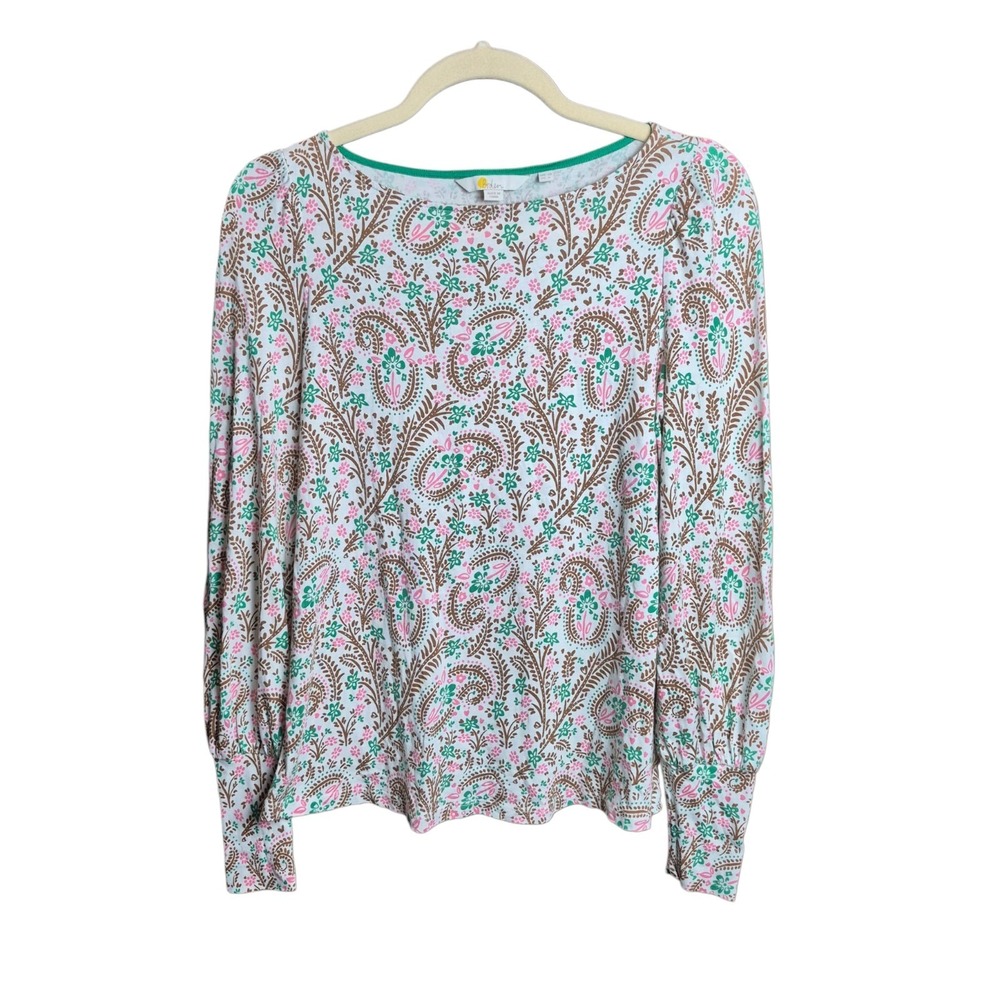 Boden Womens US 6 Paisley Floral Top Cotton Modal Boho Cottagecore - Picture 2 of 6